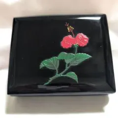 【美品】漆器 小物入れ 花模様 文箱 伝統工芸品 レトロ 平形 道具箱