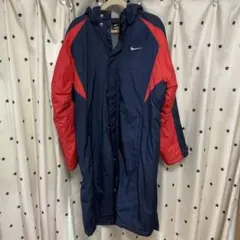 Nike フリースライニング ベンチコート ネイビー/レッド