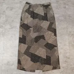 vintage60's ロングスカート パッチワーク風 古着 昭和レトロ