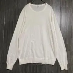 UNIQLO ユニクロ　ウォッシャブルクルーネックセーター　白　L