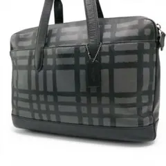 良品◎COACH ビジネスバッグ ブリーフケース チェック柄 レザー A4可 黒