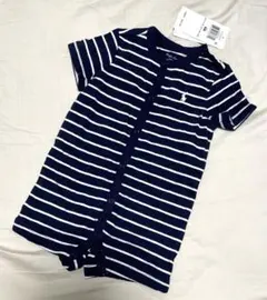【新品タグ付き】ラルフローレン　半袖ロンパース　6m ボーダー　ネイビー