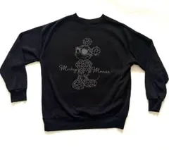 ミッキー スウェット 薄手 黒 メンズM ディズニー