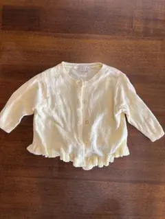 Petit main フリル付きカーディガン 黄色70サイズ