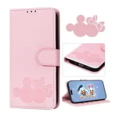 iPhone15proケース　ディズニー　ミキミニ　手帳　型　ピンク