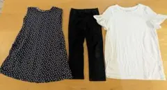 ユニクロ　他　キッズワンピースとレギンス３点セット　130〜150