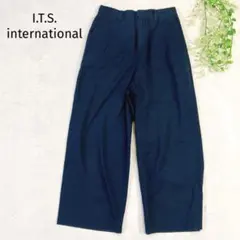 【イッツインターナショナル】 ワイドパンツ コットンパンツ　ネイビー　M