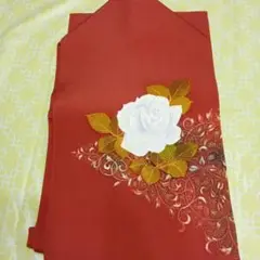 赤地 バラ刺繍 帯