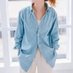 未使用級 ポロラルフローレン ダンガリーシャツ マルチポニー インディゴ S