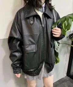 フェイクレザージャケット 黒