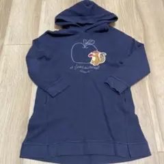 フード付きネイビー刺繍ワンピースチュニック　110 クレードスコープ