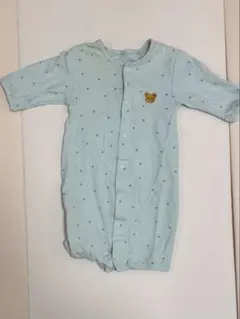 パステルグリーン×グレー クマ刺繍 ツーウェイ・ドレスオール