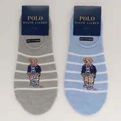 ポロラルフローレン　ポロベア　レディースソックス　2足　ショート　ボーダー