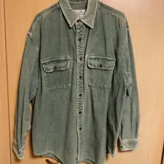Eddie Bauer グリーン コーデュロイ 長袖シャツ