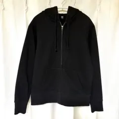 ユニクロ　ブラック フーディ　フルジップ パーカー