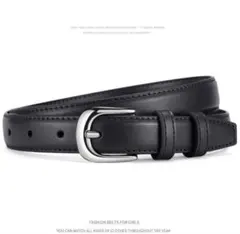 レディース ベルト 細め ブラック シンプル 本革調 オフィス 通勤