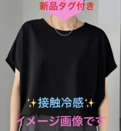 トップス♡接触冷感✨汗染み防止✨ゆるシルエットフレンチプルオーバー　真っ黒色のサムネイル