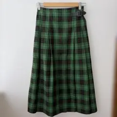 GU グリーン　チェック ロングスカート　ジーユー　チェック柄　緑