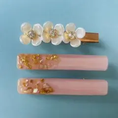 ハンドメイド　ヘアクリップ 3個セット