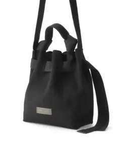 Trideep リブニットショルダーバッグ　ブラック