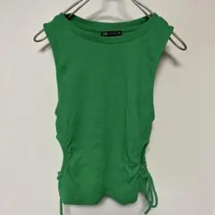 グリーンリブタンクトップ サイドひも付き