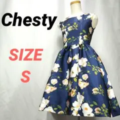 Chesty　チェスティ　花柄ワンピース　フレア　総柄　ノースリーブ　S