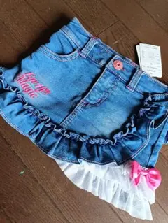 新品未使用♡アースマジック♡ラップチュール♡ふりふりデニムスカパン 