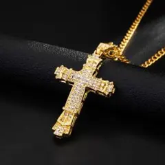 ジルコニアクロスネックレス ゴールド 十字架 無骨⑦