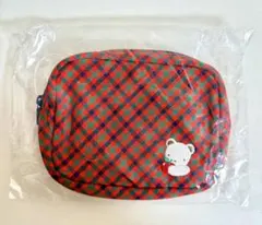 【新品・完売品】familiar ファミリア ポーチ 赤 ファミリアチェック