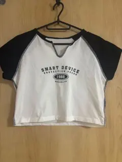 【美品】DAZY クロップドラグランTシャツ Lサイズ ロゴプリント ホワイト