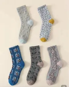レディースソックス靴下セット5足お買い得23cm秋冬可愛い刺繍レース