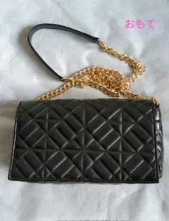 レディース ブラック キルティング ショルダーバッグ