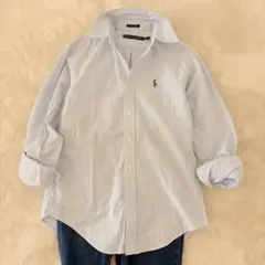 ラルフローレン　オックスフォードシャツ　長袖　ストライプ　ポニー刺繍　0