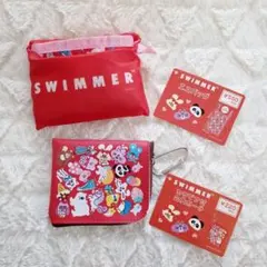 SWIMMER エコバッグ カラビナ付合皮ポーチ ２セット キャンドゥ