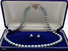 美品 ブルー パール ネックレス SILVER 刻印　イヤリング K14WG