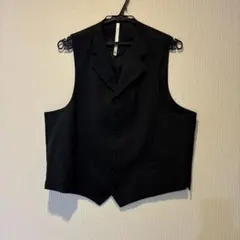 黒 ストライプ スーツベスト 5ボタン