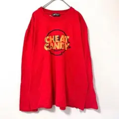◉Candy Stripper　プリントロゴTシャツ　長袖　赤　クルーネック　Mのサムネイル