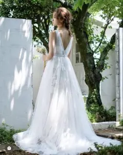 【美品】ドレスプロダクション　ウェディングドレスw223 結婚式　前撮り　二次会