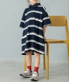 未使用 and D プティマイン ボーダーポロワンピ 100