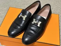 HERMES エルメス ローファー 革靴 モカシン パリ ノワール