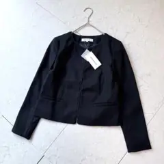 新品 ナチュラルビューティーベーシック ノーカラージャケット S ネイビー タグ