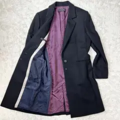 ポールスミス カシミヤ混ウールチェスターロングコート バイカラー ブラック M