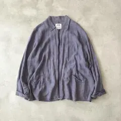 FLAX リネン100% 杢パープル ジップジャケット リトアニア製 古着 FLAX リネン100% 杢パープル ジップジャケット リトアニア製 古着