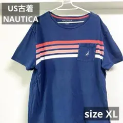 US古着　NAUTICA ノーティカ　半袖Tシャツ　サイズXL ネイビー　紺のサムネイル