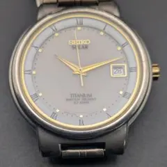 セイコー ソーラー チタン 5K22-0A10 メンズ デイト W171