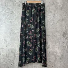 アズールバイマウジー　ロング　タイトフレア スカート　アシメトリー　黒　花柄　M