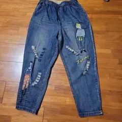 刺繍デザイン デニムパンツ