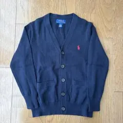 ポロ ラルフローレン キッズ　ニット　Vネック　カーディガン　ネイビー　115