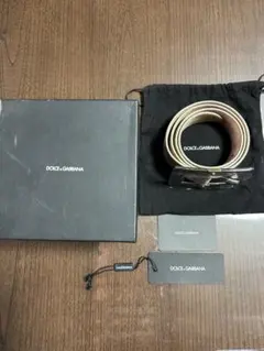 DOLCE & GABBANA ベージュレザーベルト 95/38インチ