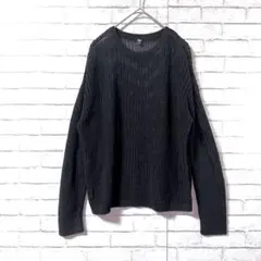 【ユニクロUNIQLO】メッシュクルーネックセーターL トップス あみあみ